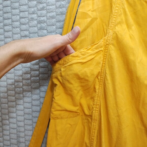 a.n.a-Midi Wrap Skirt Mustard Yellow-Buttons-Pockets-Linen Blend-Size 20T - Picture 3 of 9